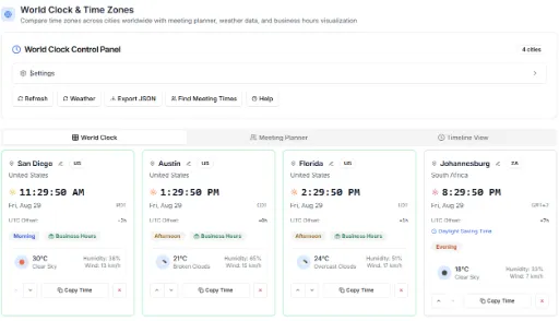 World Clock Tool - View time across multiple timezones